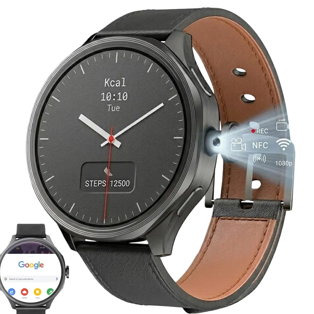 W&O 1.73'' AMOLED Large Screen 4G Android Smart Watch 3GB+32GB With Rotating Camera WiFi GPS 800mAh Battery Fitness Tracker For Men Women