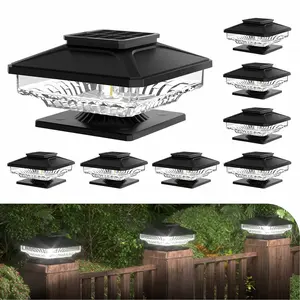 Solar Post Cap Lights , Bright White Solar Post Lights Outdoor Waterproof Fence Post Cap Lights, Outside Post Lights Solar Powered Deck Lights for 4x4 4.5x4.5 5x5 Posts in Garden Or Patio Decor Black