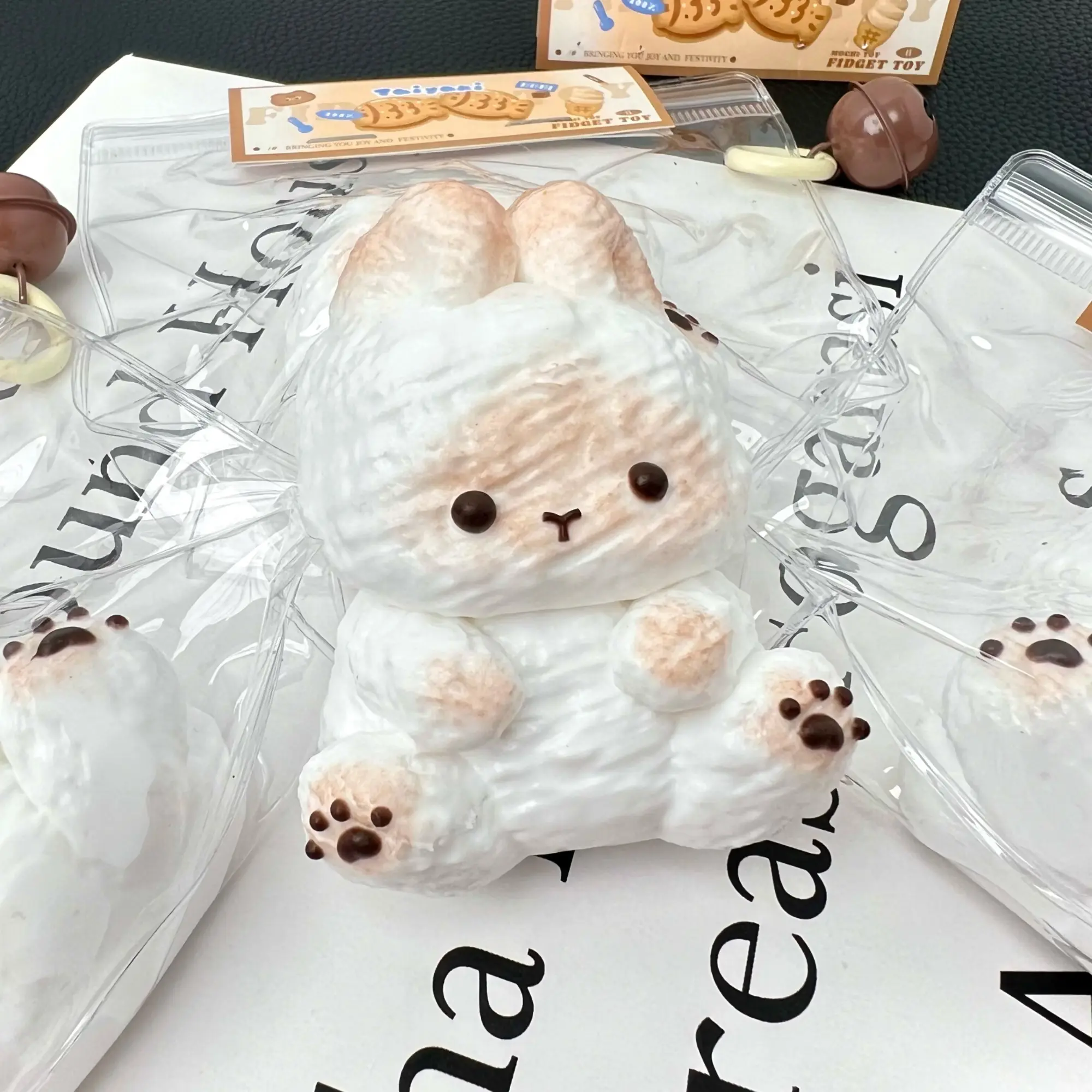 【Buy 3 Get 1 Free】Short-Eared Rabbit Plush Squishy Toys, Food-Grade Silicone Slow Rising Handmade Non-Toxic Soft Squeeze Sensory Toys with Thick Creamy Slime Texture for Stress Relief