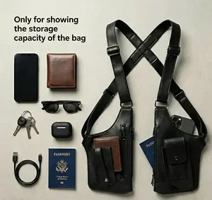 Premium Adjustable Leather Underarm Bag, Hidden Security Storage Pocket For Smartphone And Outdoor Accessories, Comfort Wear Crossbody Pouch Fit For Cycling, Hiking, Running, Camping And Outdoor Daily Activities