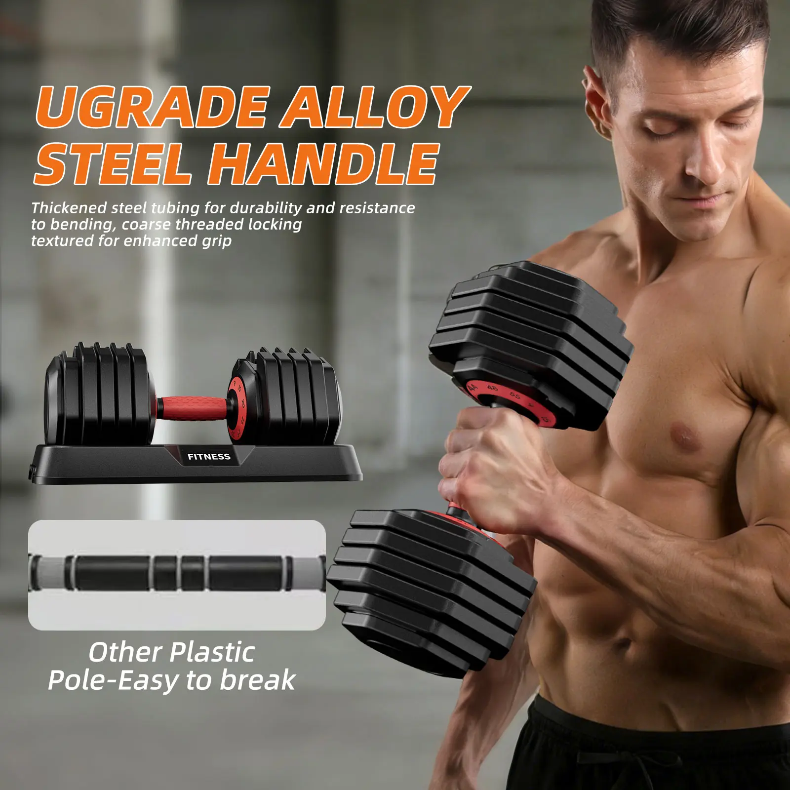 Convertible 55LB Pair Quick Rotation Adjustment Dumbbells, 360-Degree 10-Level Weight Adjustment, High-End Weight Training Fitness Equipment