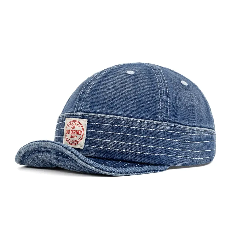 Denim baseball cap, American soft brim peaked cap, brim freely foldable, patch embroidered baseball cap, unisex design, suitable for all seasons.