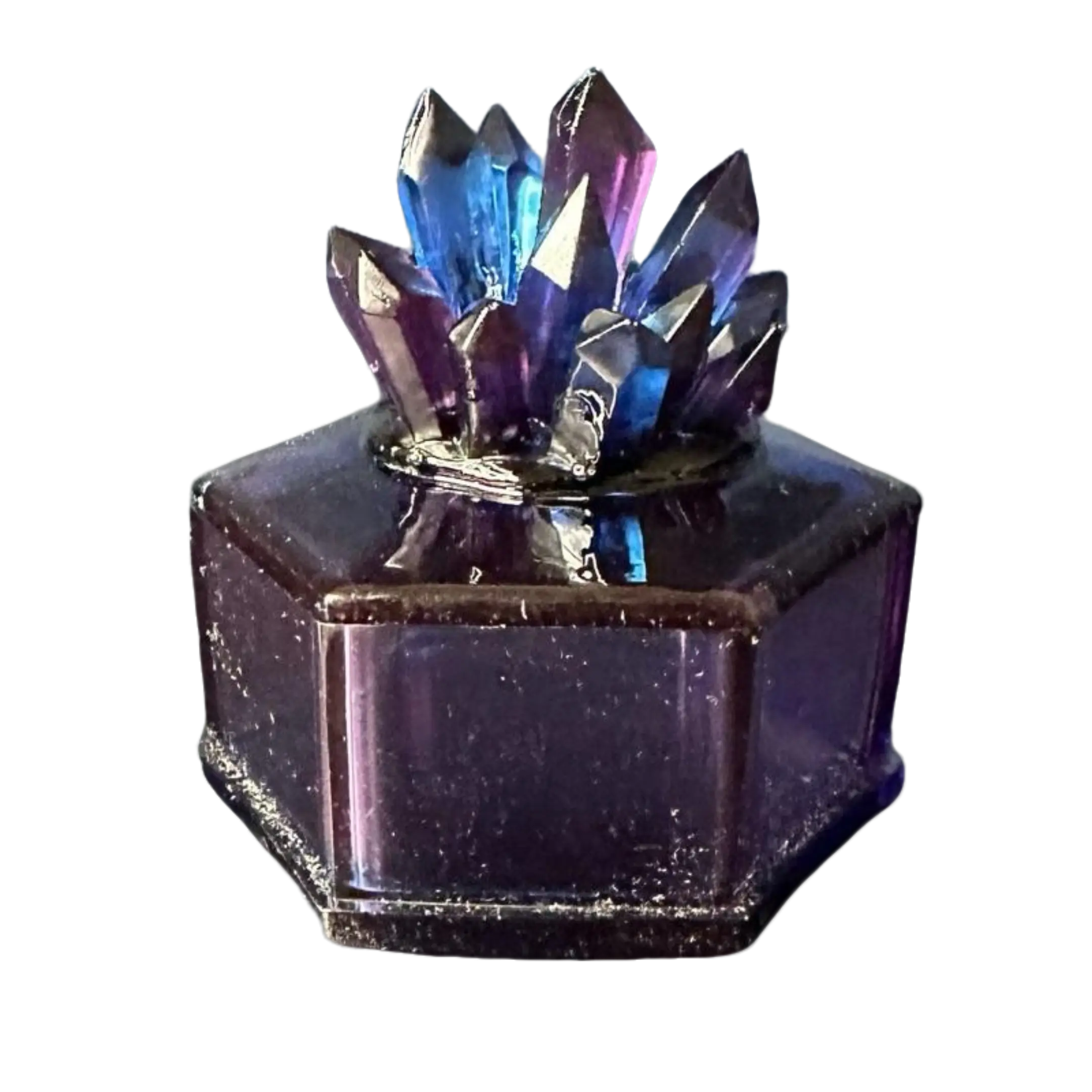 Dark Crystal Jewelry Box with Purple and Blue Crystals for Storage and Display