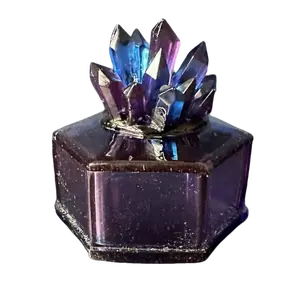 Dark Crystal Jewelry Box with Purple and Blue Crystals for Storage and Display