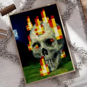 Classic Game M-Minecraft Painting Calligraphy Waterproof Scratch-Resistant Canvas Wall Art, Wall Art Decoration – Oil Painting Style HD Print | Modern Aesthetic Home Decor for Living Room, Bedroom | Perfect Holiday, Housewarming & Party Gift