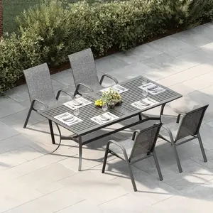 Stackable Patio Chairs, All Weather Lightweight Textilene Patio Dining Chairs, Outdoor Chairs with Armrests for Garden Backyard Deck Balcony