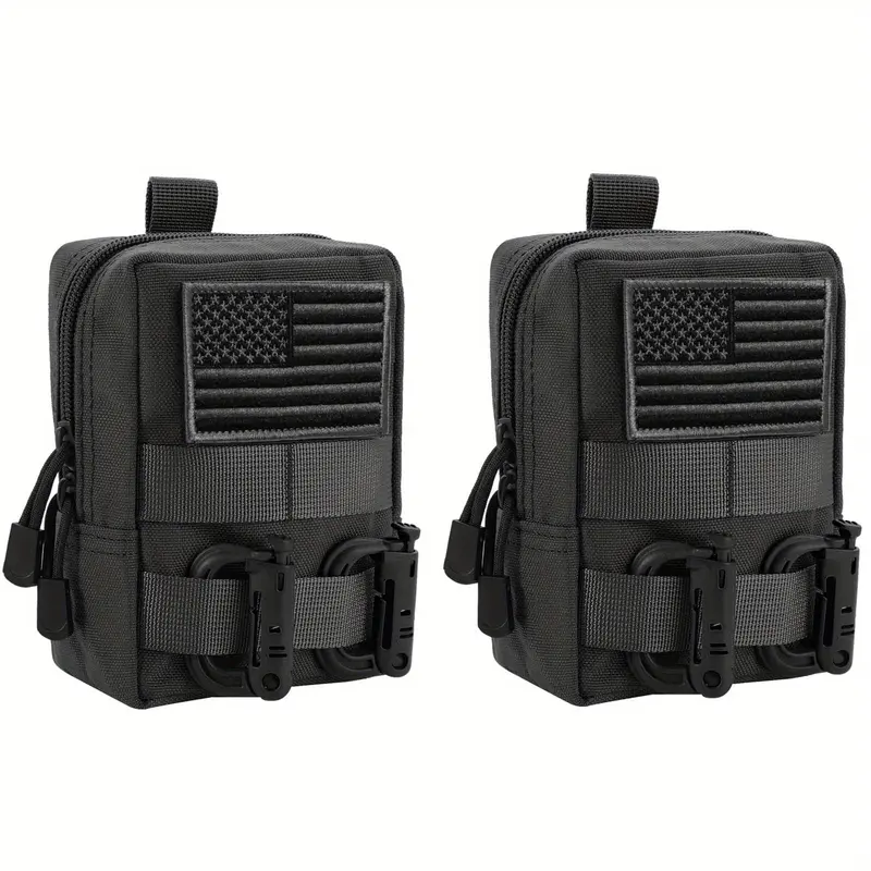 2 Pack Molle Pouches - Compact Water-Resistant EDC Pouch Bag Small Utility Pouch Get 2 stickers and 2 D buckles