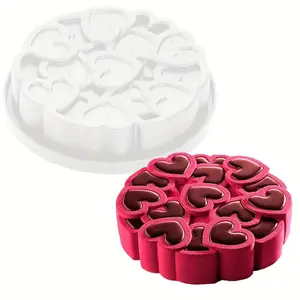 15 Cavity Mousse Cake Rotating Love Mould Mother's Day Eid 6 Inch Heart to Heart Chocolate Silicone Mould Wedding Party Dessert DIY Baking Tool for Each Total Holiday Cake Mould