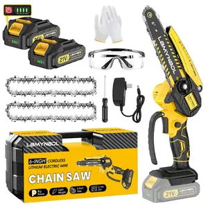 Mini 6-inch Chainsaw - Portable Electric Cordless Pruning Saw with Upgraded Copper Motor,21V 2000mAh Rechargeable Battery, And Safe Trimming for Quick Cutting Of Tree Branches,Lightweight Design Upgraded Tool Kit Cutting Outdoorfun