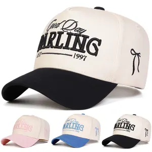 Unisex Letter Embroidered Two Tone Five-panel Baseball Cap Outdoor Adjustable Sunscreen Leisure Hat Spring Autumn Travel Tourism Beach Vacation