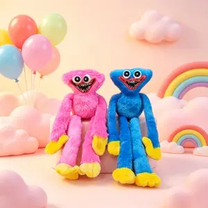 Blue & Pink Huggy Wuggy Plush Doll Set Soft Stuffed Animal Toy Classic Game Character Merchandise For Game Fans Gift Collection