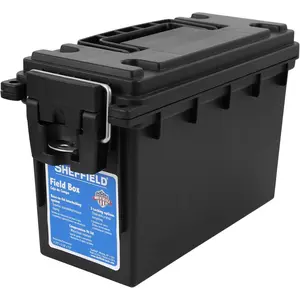 Storage Box, Stackable Field Boxes, Water and Dust Resistant, Lockable Storage Box with Handle, Secures Hunting Gear, Supplies, Black, 1-Pack