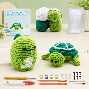 DIY Cute Animal Crochet Kit – Step-by-Step Video Tutorial to Make Penguin, Owl, Turtle & Dinosaur Plush Toys Amigurumi Yarn