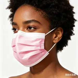 GTT Disposable Face Masks 50/100 Pack – 3‑Layer Protection for Adults, Pink & Black, ≥95% Filtration, Soft Elastic Ear Loops, Breathable Daily Cover for Home Office Travel School