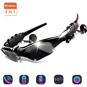 Smart Glasses Bluetooth - Rechargeable Wireless Glasses, Smart Black Glasses With Built-in Headphones, Volume Control, Open-back Earcup Style - For Outdoor Sports, Running, Riding, Hands-Free Calling