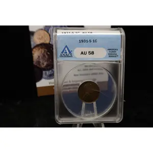 1931-S Lincoln Wheat Cent. ANACS Graded AU58. Store # 08523