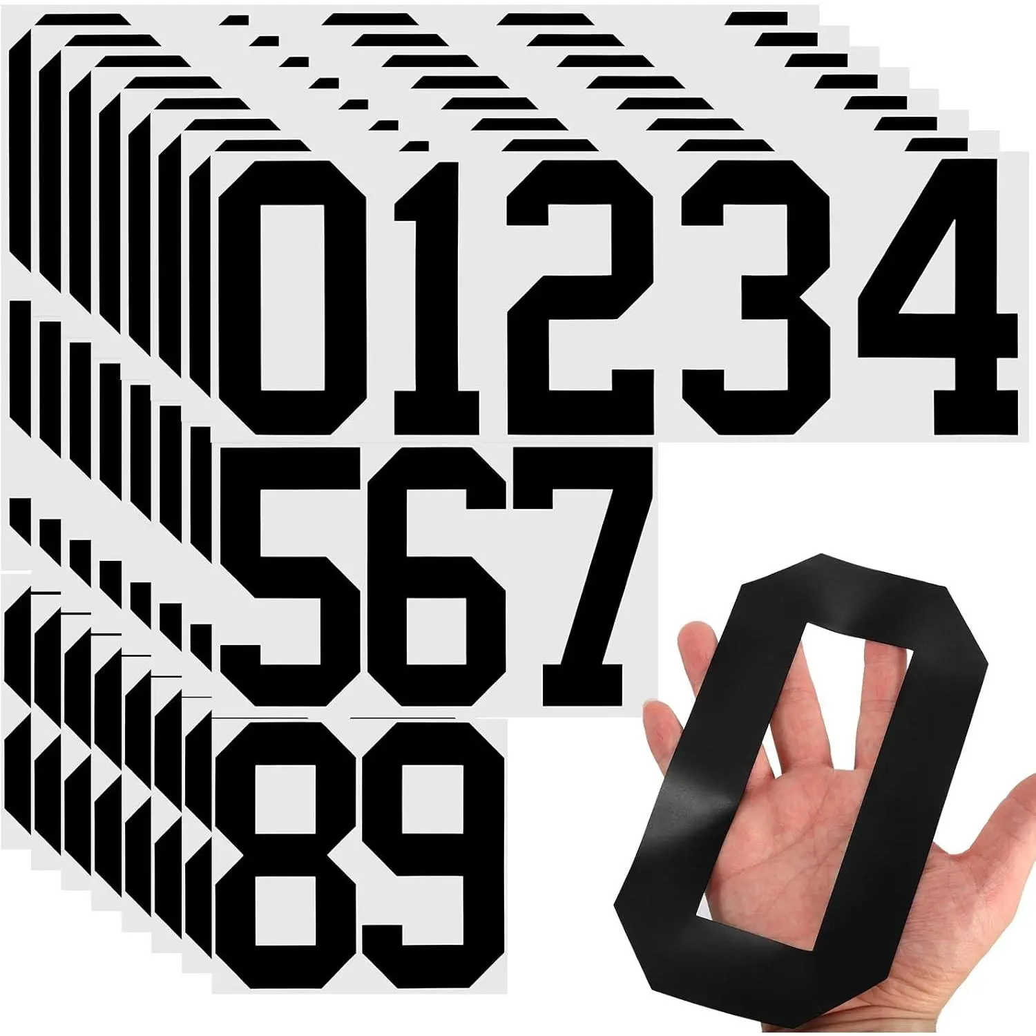 8-Inch Classic Black Steel Vinyl Mailbox Number Stickers, Self-Adhesive 0-9 Peel-and-Paste Address Labels (8 Sheets, Easy to Apply) for Office Stationery Supplies & Family Daily Use