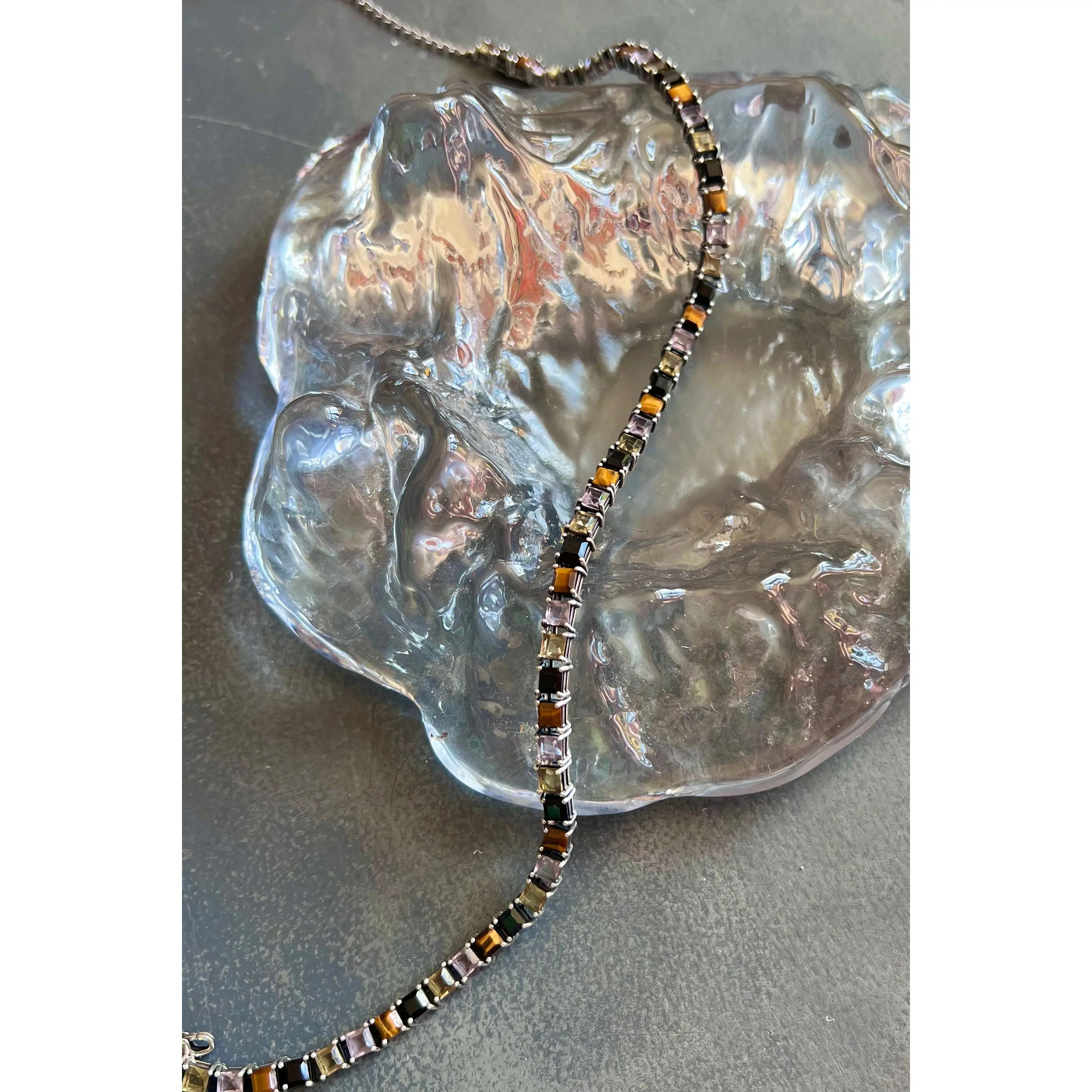 Tennis Necklace in Punk Rocks (Silver)