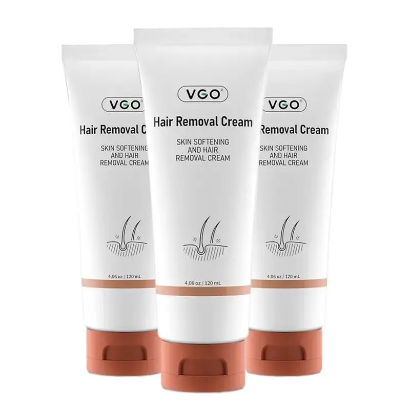 VGO Painless Hair Removal Cream for Women & Men, Hair removal cream for body, back & legs, All Skin Types, 4.06oz w/Spatula -A