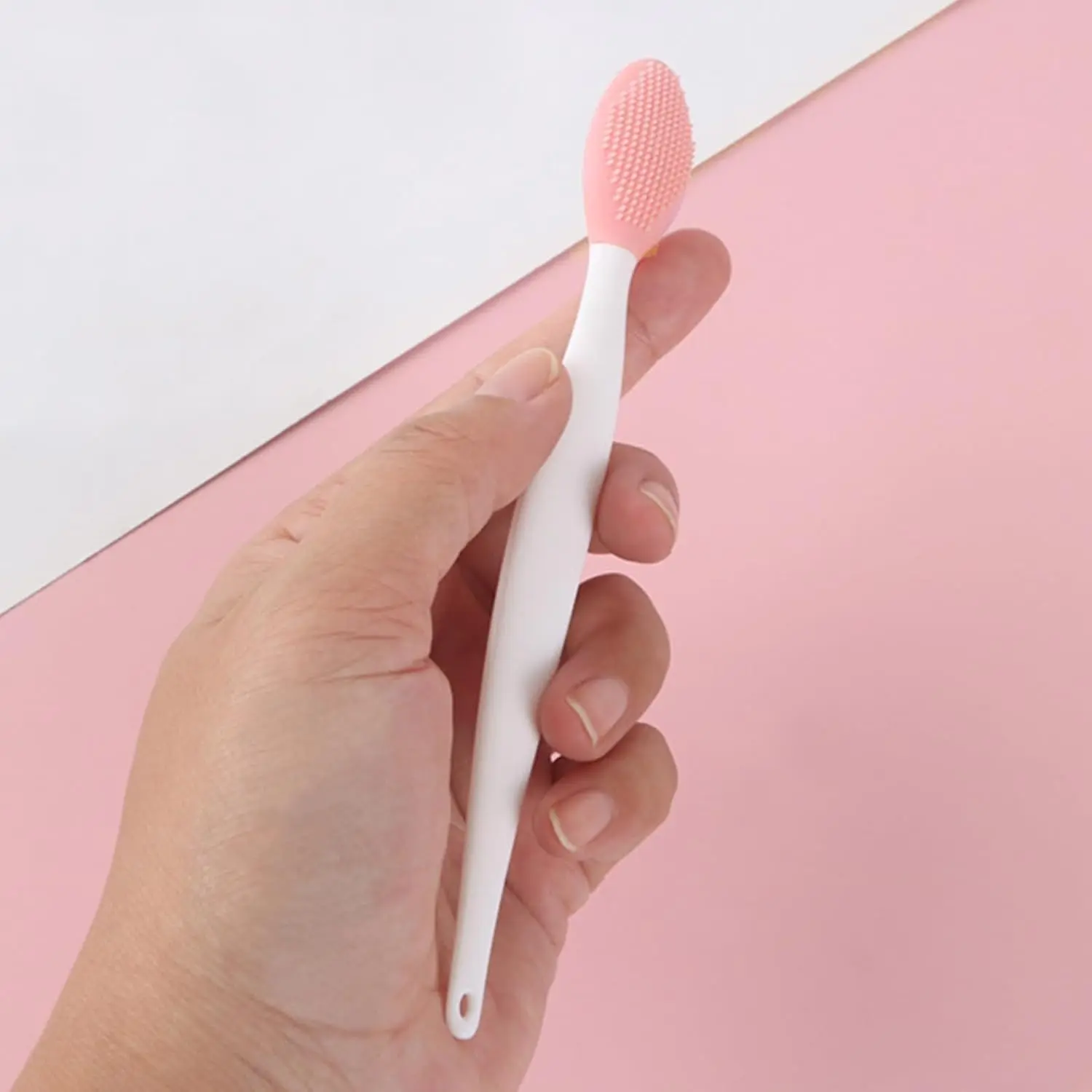 1 Pcs Unisex Double-Sided Silicone Head Facial Cleansing Instrument - Gentle Acne Blackhead Tools, Pore Cleansing Face Cleaner Tool for Beauty & Skin Care (Pink)