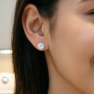 Women's Copper Zircon Earring Set - Elegant, Lightweight Round Hollow Plug Earrings, Unisex Fashion Costume Jewelry, Multifunctional Fashion Accessory