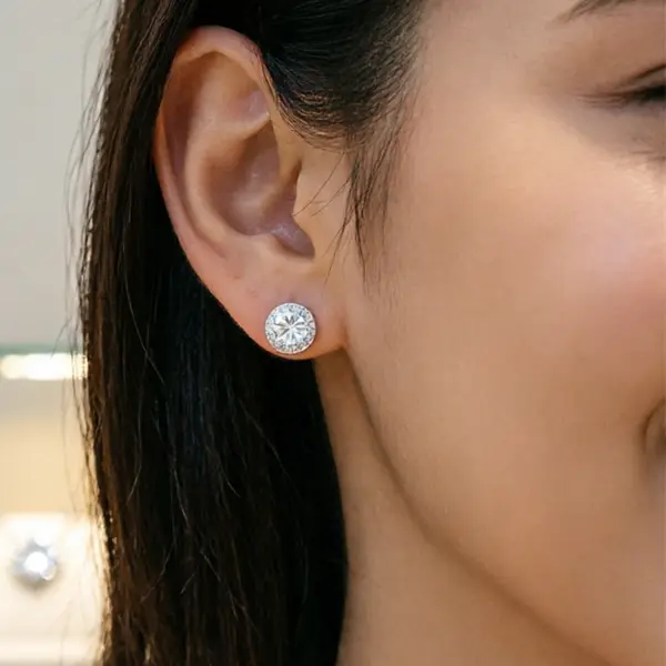 Unisex Copper Zircon Earring Set - Elegant, Lightweight Round Hollow Plug, Fashion Costume Jewelry Accessory for Women's Gifts, High Quality Earrings, 5G, Circle Shape, Copper Base, Imitation Diamond Earrings