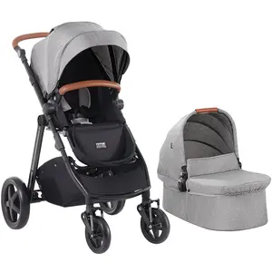VEVOR Travel System Stroller with Infant Bassinet, 2-in-1 Baby Cradle Stroller Combo, Reversible Seat, Easy One-button Folding, EVA Tires with Brake Aluminum Stroller Carseat Combo Set (Dark Gray)