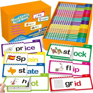 30 Pack Word Family Flip Books – Thick Sturdy Phonics Flashcards for Kids, Interactive Reading Games for Homeschool & Kindergarten, Build Vocabulary & Rhyming Skills