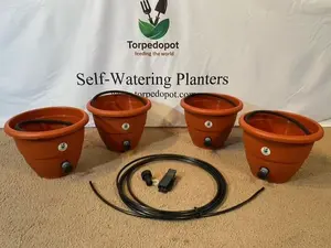 9-inch 4 Planter Food Kit with Irrigation System for Garden Needs Self-Watering Planters Eco-Friendly Durable and Versatile for Bulbs Annuals Perennials Herbs and Flowering Plants