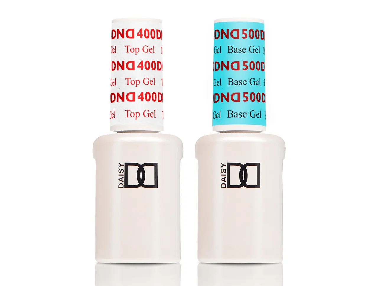 DAISY DND 400 Top Coat & 500 Base Coat Gel Bottle Multi-Pack, Soak-Off UV Light Nail Care Kit for Flawless Manicures, Includes Nail Art Components, Top Base Coat, Nail Supplies