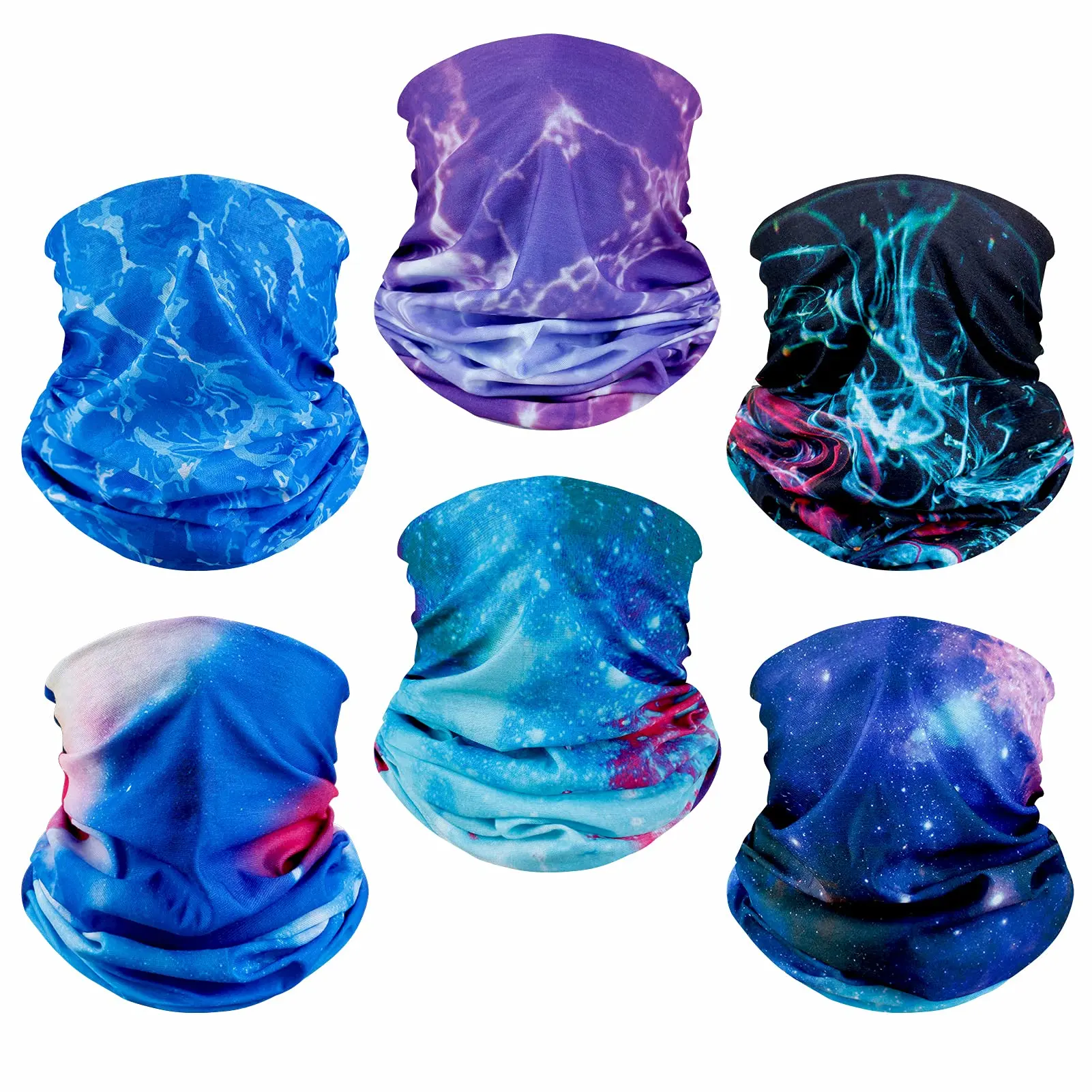 6 Pack Neck Gaiter Elastic Balaclavas Face Mask Versatile Bandana for Men Women 6 Pack Neck Gaiter Elastic Balaclavas Face Mask Versatile Bandana for Men Women
