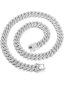Iced Out Kette Cuban Links Chain Mens Necklaces 13MM Iced Out Miami Chunky Gold Silver Plated Necklaces for Men Bling Bling Diamond Chain Hip Hop Jewelry Gift for Boys 46/51/56/61CM Iced Out Chains