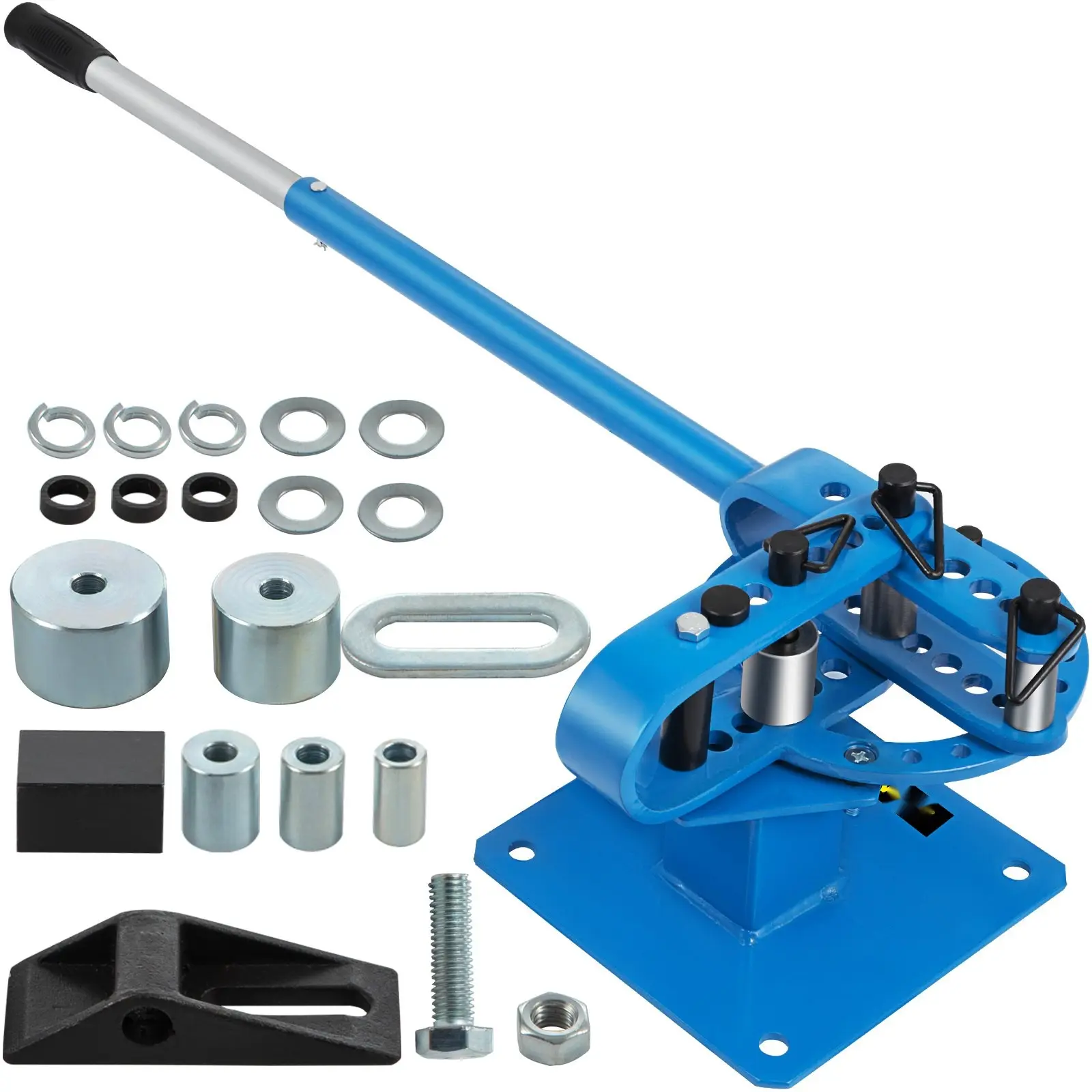 Compact Metal Bender 1-3 Inch Bench Mounted Flat Bar And Rod Bending Brake With 7 Dies For Metalworking And Fabrication, Precision Tool For Steel Aluminum Copper Brass Tin Pipe Tube DIY Projects