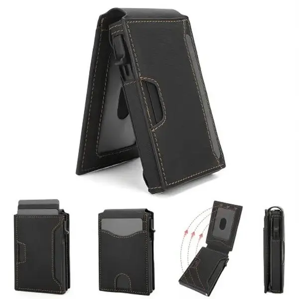 2026 Upgraded Minimalist Pop-Up Case Wallet for Men | RFID Blocking, Leather, 6-10 Card Capacity, Portable Slim Wallet with ID Window, Mens Gift, Leather Card Holder, Card Saver