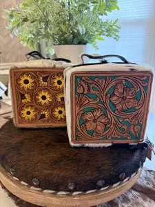 American Darling sunflower  leather tooled jewelry  box