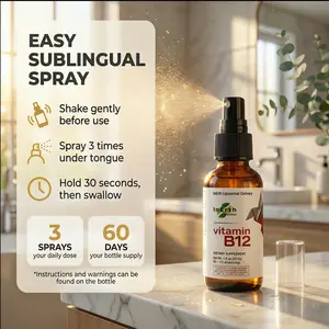Inerth Naturals Liposomal Vitamin B12 Sublingual Spray 60 Day Supply 1000 mcg Methylcobalamin Fast Absorbing Energy Support Plant Based Non GMO Vegan