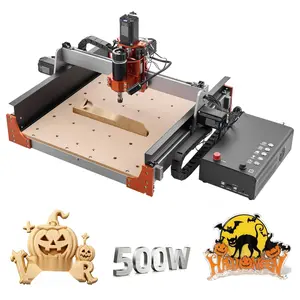 High-Precision CNC Router Machine 500W Spindle, 3-Axis Wood Engraving Milling System With Dual Linear Rails And Ball Screw, 15.75 x 15.75 x 3.74 In Working Area, Trim Router For Wood, Acrylic Carving And Cutting