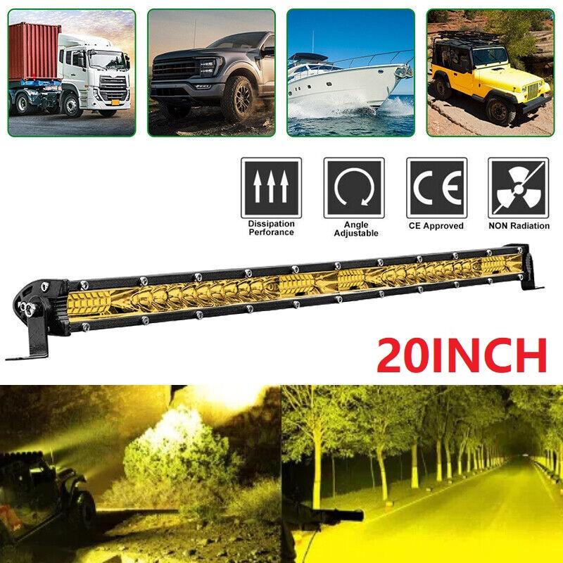 20 Inch 156W Amber LED Light Bar, Spot Flood Combo Beam LED Drivin Lamp, Off Road Lights LED Work Light for Outdoor