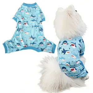 Dog Pajamas High elasticity Pet Jammies Coat , lightweight Comfy Pet Onesie Costume  Dog Pajamas Dogs Soft Dogs Clothes Pjs with Whale Pattern All-season Style, S,M,L,XL