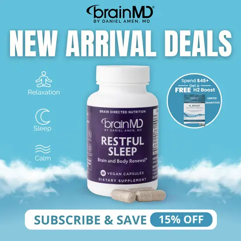 Restful Sleep | BrainMD | 60 Capsules | Sleep Support with Melatonin | Relaxation & Calm | GABA, Valerian & Vitamin B6