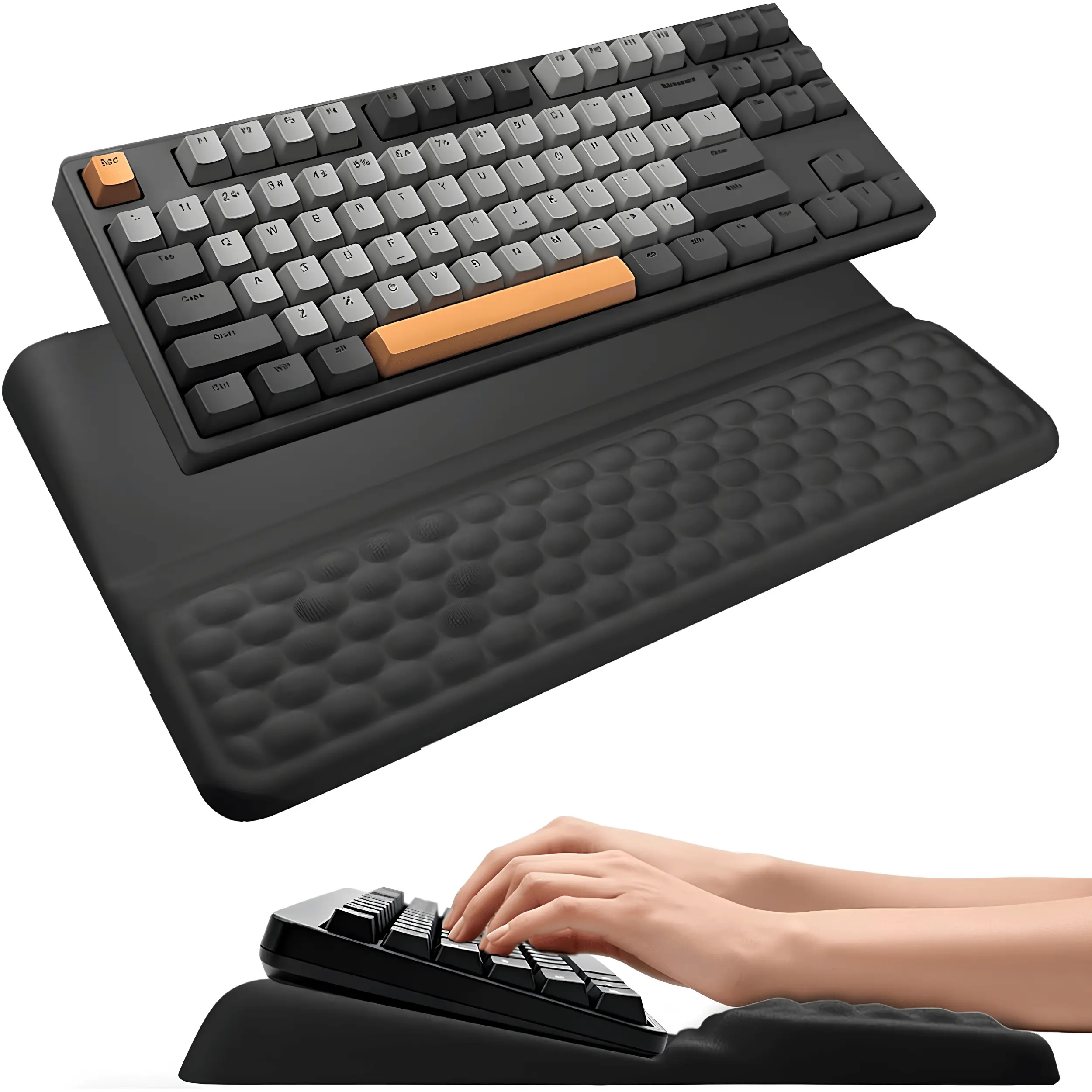 Ergonomic Keyboard Wrist Rest Pad Soft Memory Foam Wrist Support Cushion for Comfortable Typing, Gaming & Coding, Anti-Slip Keyboard Hand Rest for Home, Office, School & Computer Desk Setup, Black