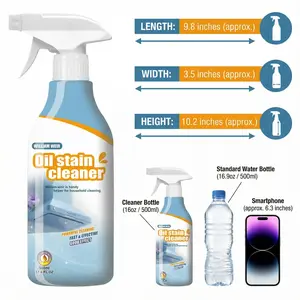 Powerful Kitchen Grease Remover, Multi-surface Cleaning Spray for Floors & Range Hoods, 500ml (1 Bottle + 1 Sprayer) for Home & Renters