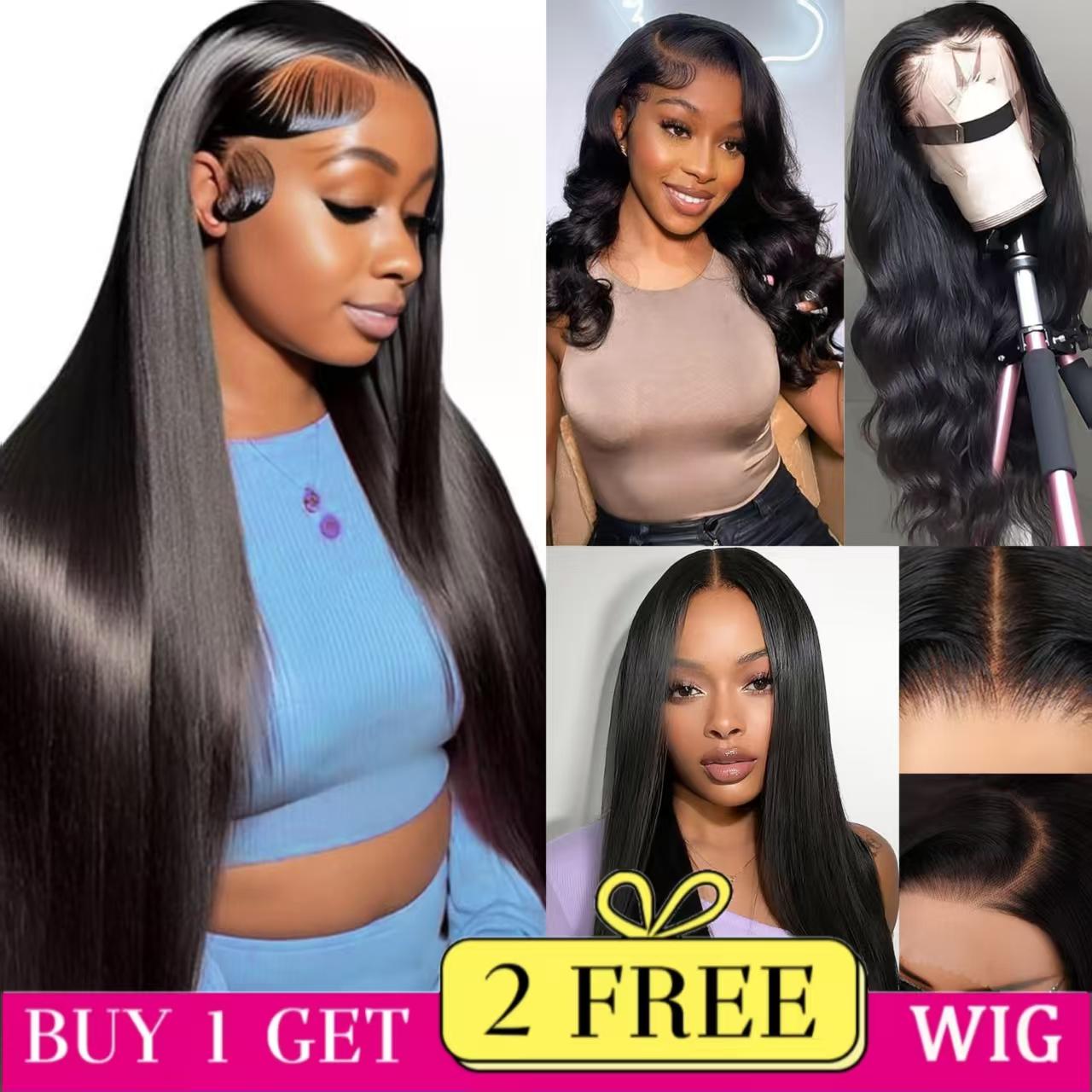 Combo sale [30'+22'+22'] " buy 1 get 3 wig'' 13x4 Body Wave & Straight Lace Front Wigs Human Hair with Baby Hair 180% Density Human Hair Wigs for Black Women