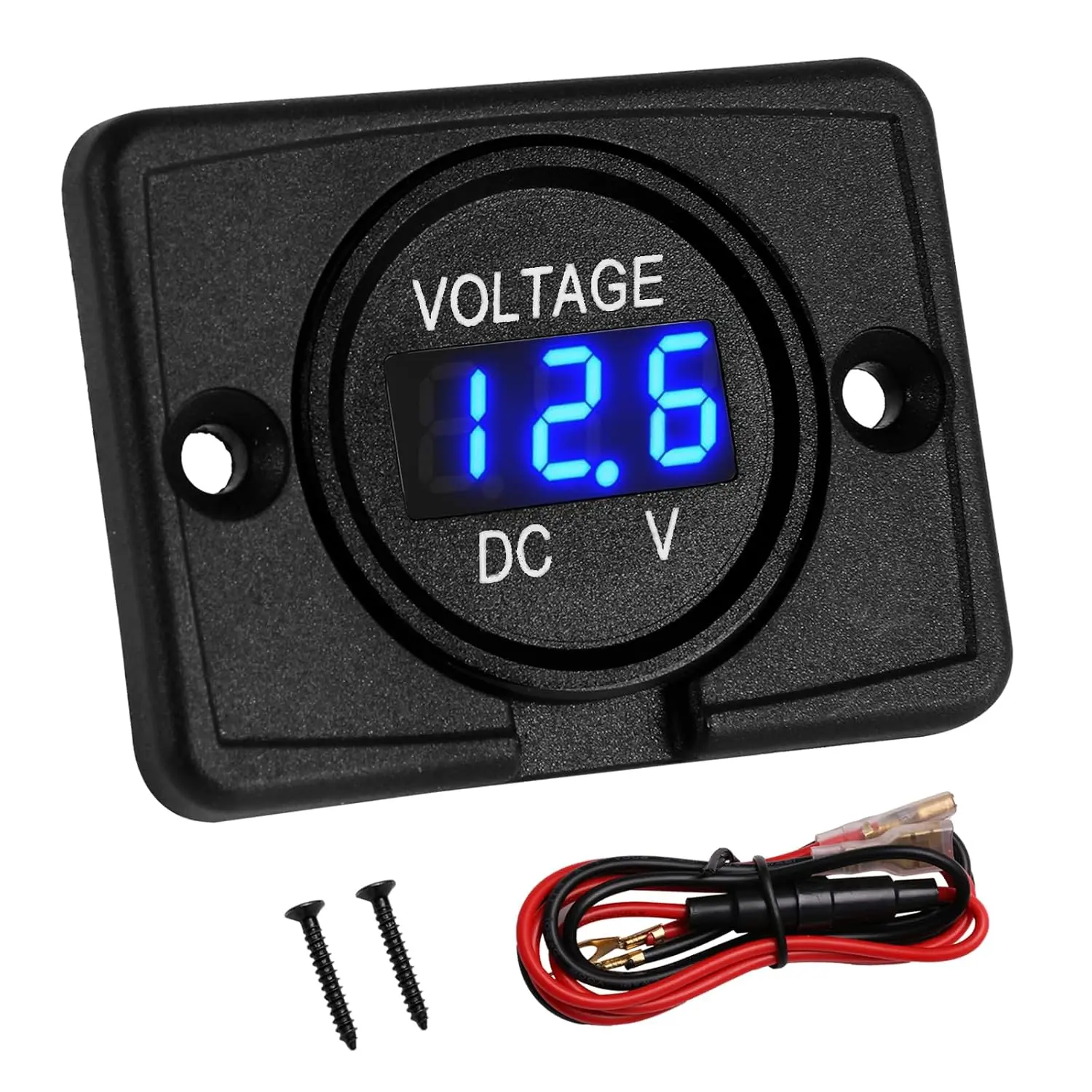 Round Panel Digital Multi-Voltage Gauge - Compact Shape Round LED Volt Meter with Digital Readout for 12V/24V/36V Batteries, Blue Light Voltage Measurement Monitor for Marine Automotive Vehicles