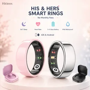 Hitienx Couples Smart Ring, Data Sharing Health & Fitness Tracker for Men & Women, 24H Sleep Tracking, Heart Rate, HRV, Blood Oxygen, Temperature & Mood Monitor, 5-Day Battery, IP68 Waterproof, Best Gift