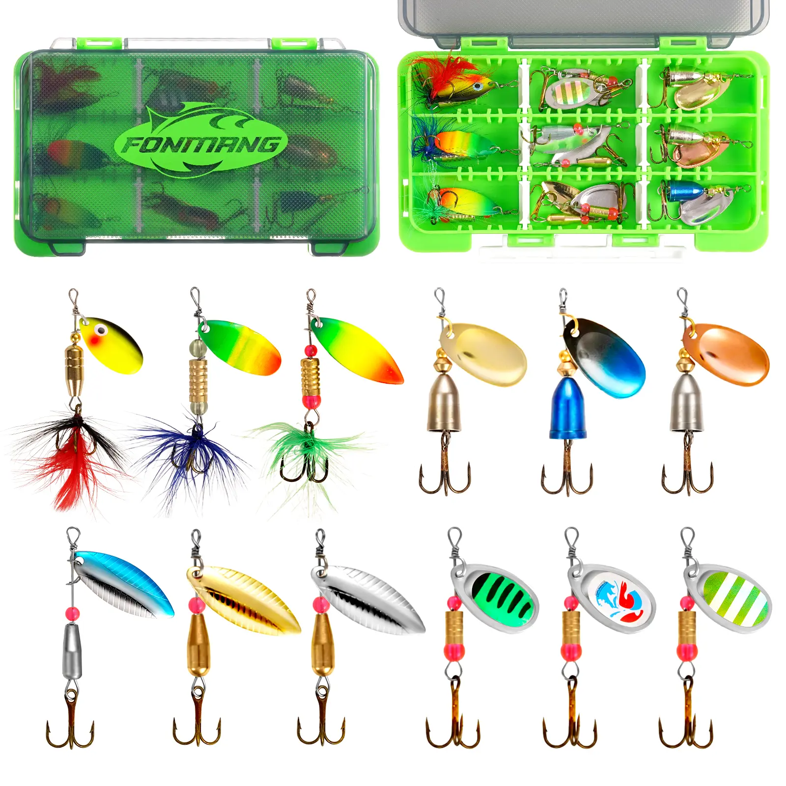 FONMANG Fishing Spinners Lures, 12pcs inline Spinner baits for Freshwater and Saltwater,2026 New Trout Fishing Lures Also for Bass Crappie Salmon Walleye