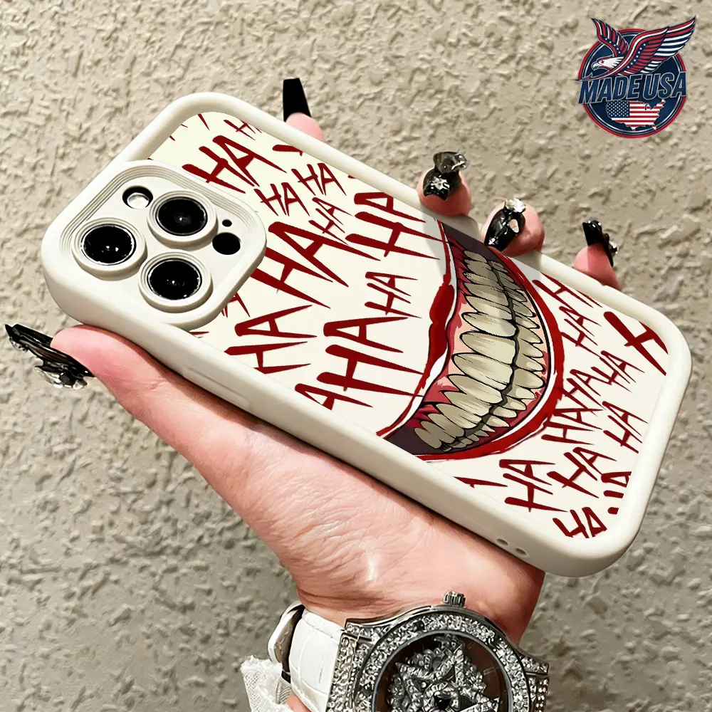 Horror Halloween iPhone Protect Cover - Neutral Contemporary Art Haha Horror Grin Design, Slim Fit Shockproof Non-Slip TPU Casing, Air Slim Protection, Car Accessory Compatible for All iPhone 11+, 12,13,14 Pro Max,14 Plus,15,16,17,XR,XS, Phone Accessories