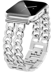 Fashion Chain Bracelet Watch Band (Band Only), Stainless Steel Watch Band Compatible with Apple Watch Series 9/8/7/6/5/4/3/2/1/se/ultra