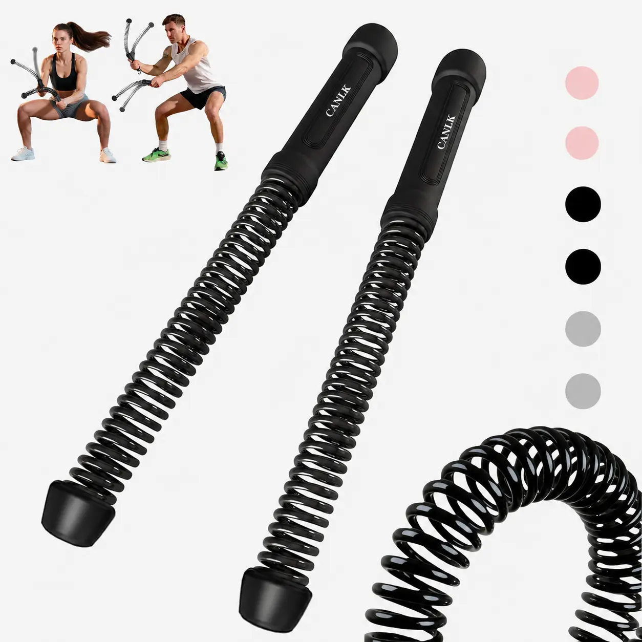 Ropeless Battle Ropes, Heavy Duty Portable Cordless Battle Ropes, Workout Exercise Rope for Strength Building, HIIT and Low-Impact Aerobic Training for Men & Women