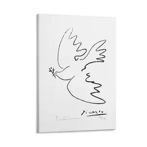 Pablo Picasso's Dove of Peace Canvas Wall Art! This Picasso's Poster with Line's Drawings Prints Is Great As Modern Wall Decor. Poster Canvas Wall Art For Bedroom Decor Bar Office Room Decor Gift